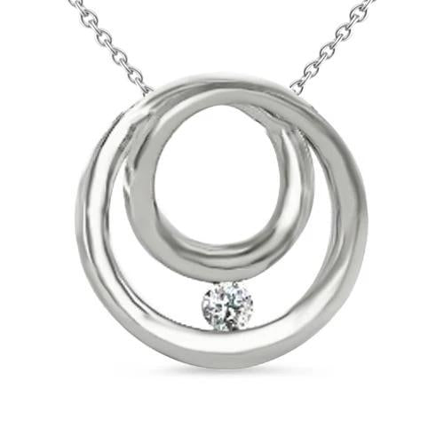 Solitaire Round Cut Natural Diamond Pendant Necklace 0.75 Carat White Gold 14K