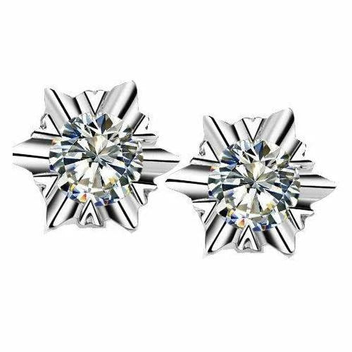 Solitaire Round Cut Real Diamond Stud Earring 2.0 Carat White Gold 14K