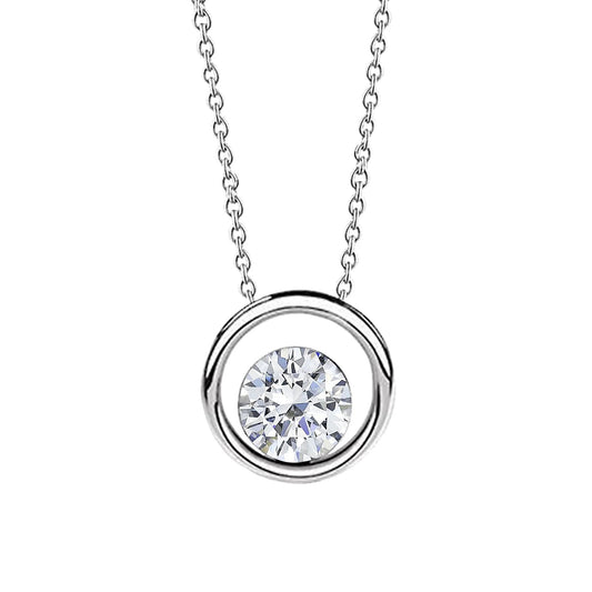Solitaire Round Cut Real F Vs1 Diamond Pendant Necklace 1.25 Carat WG 14K
