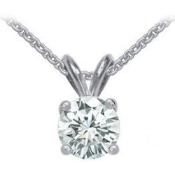 Solitaire Round Diamond Necklace Pendant With Chain 1 Carat WG 14K