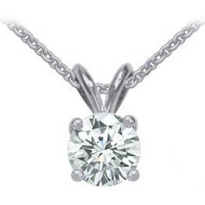 Solitaire Round Diamond Necklace Pendant With Chain 1.0 Carat WG 14K