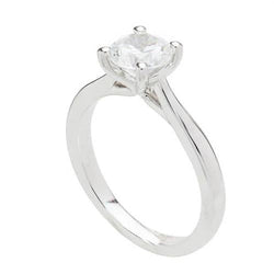 Solitaire Round Genuine Diamond 1.50 Carats Engagement Ring White Gold 14K