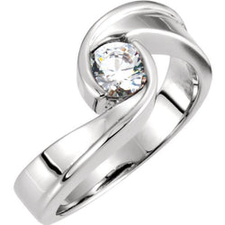 Solitaire Round Genuine Diamond Engagement Ring 0.75 Carats