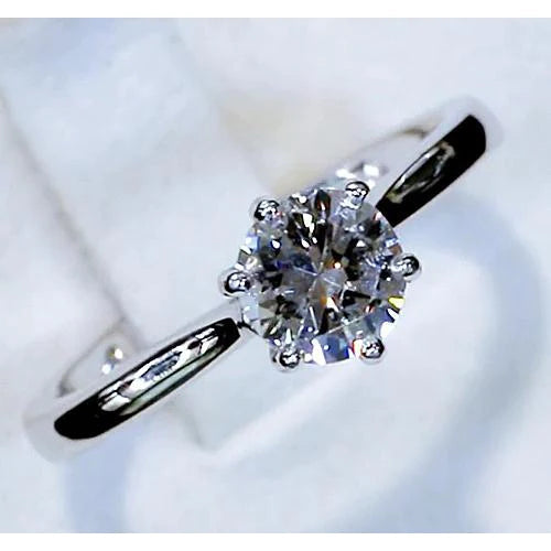  Solitaire Round Natural Diamond 1 Carats Classic Ladies Ring Jewelry