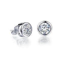 Solitaire Round Natural Earth Mined Diamond Stud Earrings 1.70 Carats Women Gold Jewellery