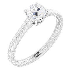 Solitaire Round Old Cut Genuine Diamond Ring Prong Basket Set 1.75 Carats