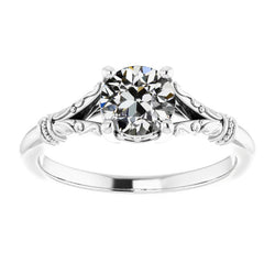 Solitaire Round Old Cut Genuine Diamond Ring Vintage Style 1.50 Carats