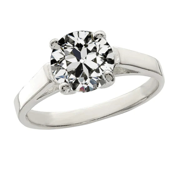 Solitaire Round Old Cut Real Diamond Anniversary Ring 2.50 Carats
