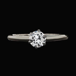 Solitaire Round Old Cut Real Diamond Ring 6 Prong Set 1.50 Carats Gold