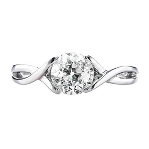 Solitaire Round Old Mine Cut Natural Diamond Ring Split Shank 1 Carat