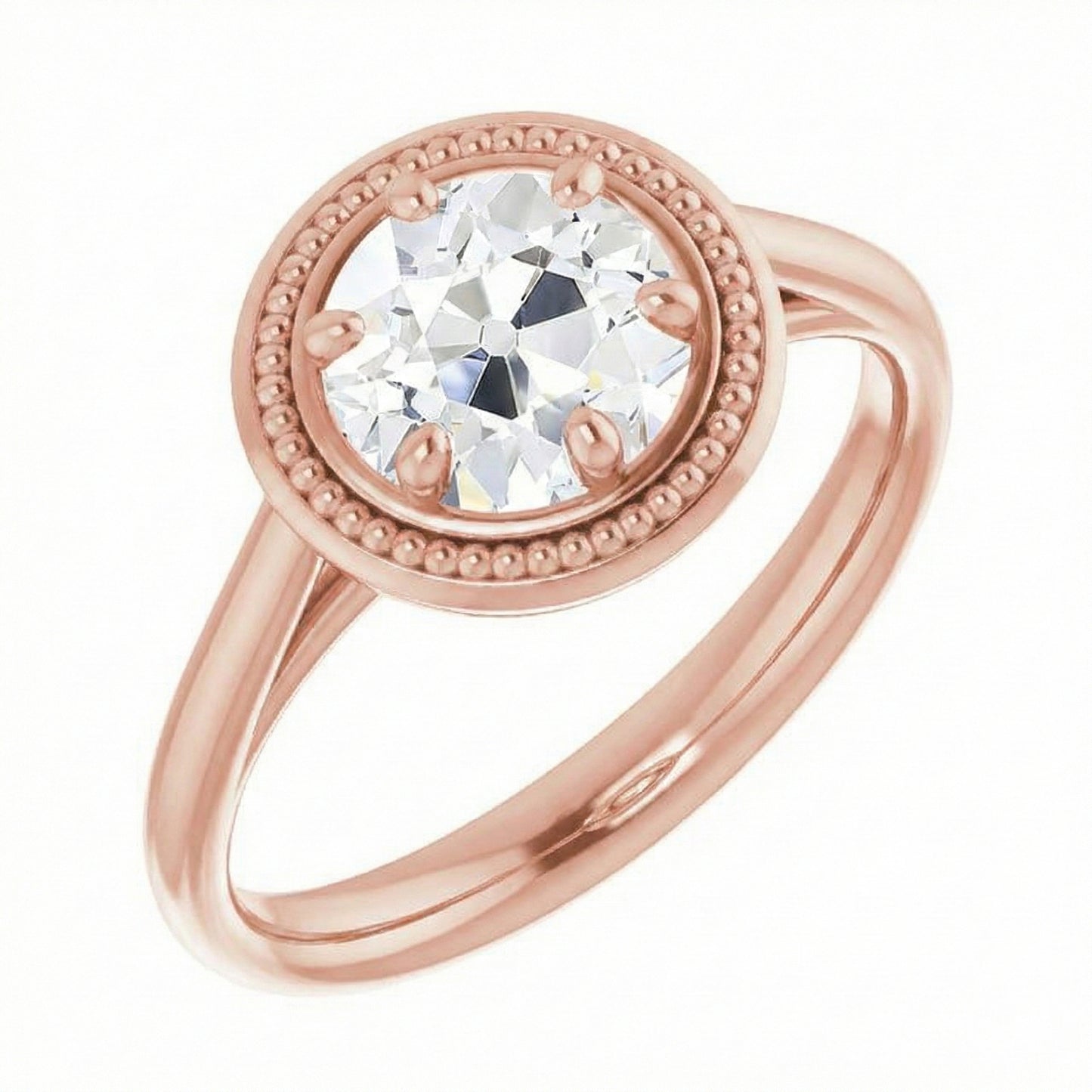 Solitaire Round Old Mine Cut Natural Earth Mined Diamond Ring 2.50 Carats Milgrain Shank