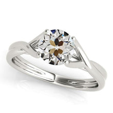 Solitaire Round Old Mine Cut Real Natural Earth Mined Diamond Ring Split Shank 2 Carats