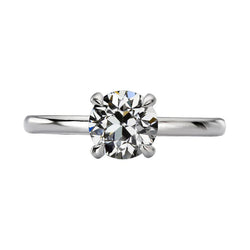 Solitaire Round Old Mine Cut Real Diamond Ring White Gold 2 Carats