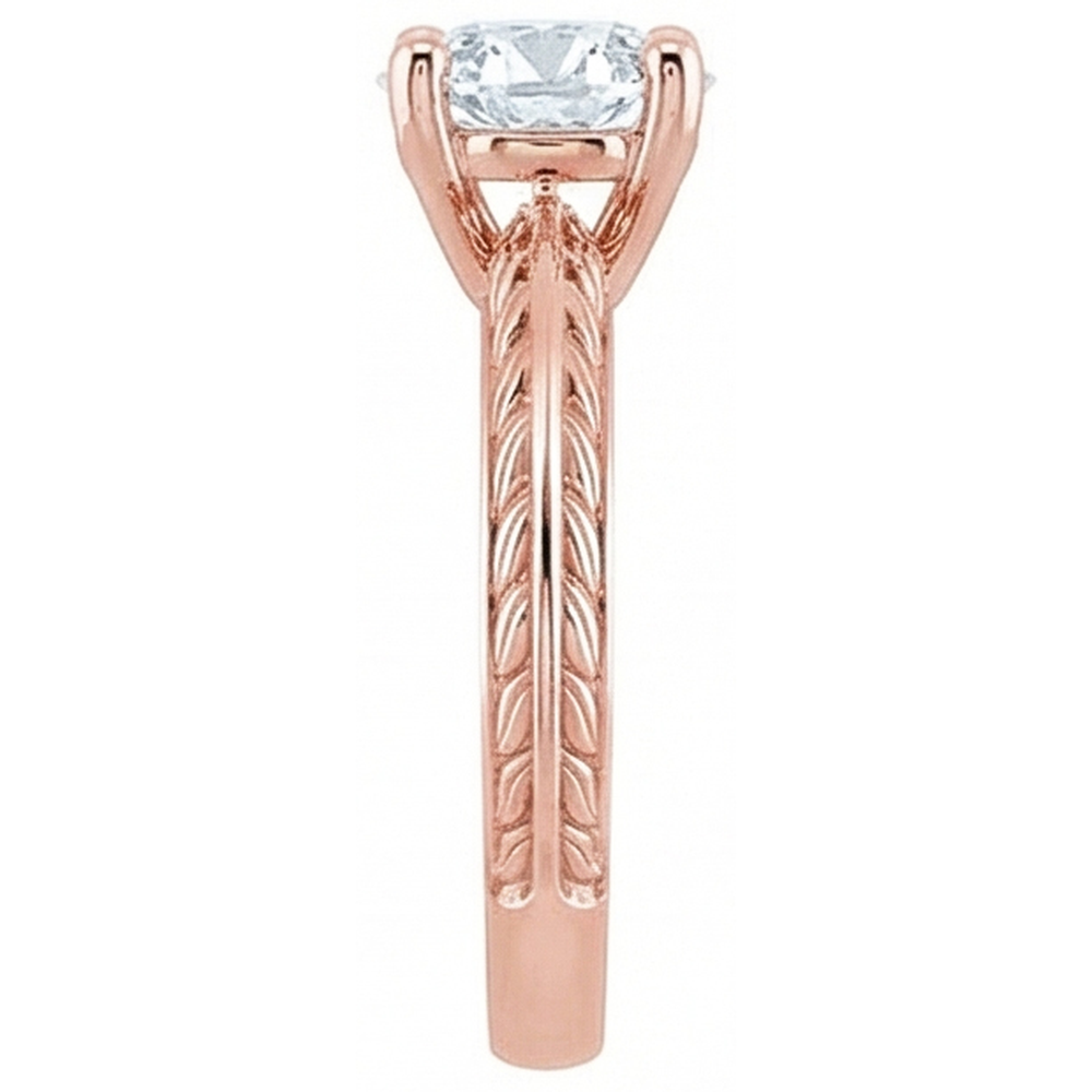 Solitaire Round Old Mine Cut Real Natural Earth Mined Diamond Ring 3 Carats Rose Gold 14K