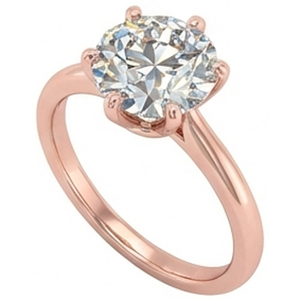 natural round diamond 2ct ring close up detail