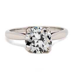 Solitaire Round Old Miner Genuine Diamond Ring Tapered Shank 2 Carats