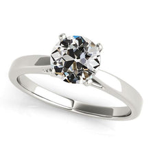 Solitaire Round Old Miner Natural Earth Mined Diamond Ring Prong Tapered Shank 2 Carats