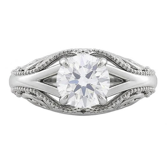Solitaire Round Old Natural Earth Mined DIAMOND ( NOT LAB GROWN ) Ring Vintage Style Split Shank 1.75 Carats
