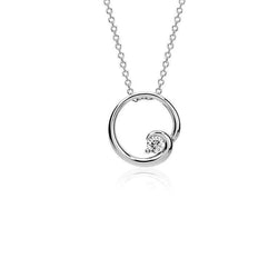 Solitaire Round Real Diamond Circle Pendant 1 Carat White Gold 14K