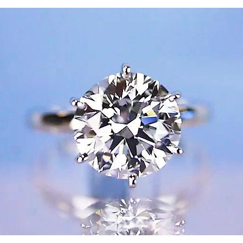Solitaire Round Real Diamond Engagement Ring 6 Prong Setting 2 Carats