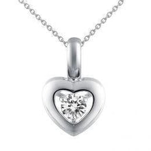 Solitaire Round Real Diamond Heart Shape Pendant 0.50 Ct White Gold 14K