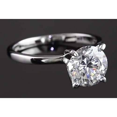 Solitaire Round Real Diamond Ring 2 Carats