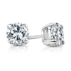 Solitaire Round Real Diamond Stud Earring Women Gold Fine Jewelry 3 Carats