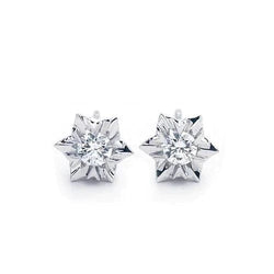 Solitaire Round Real Diamond Stud Earring Women Jewelry 1.5 Carat WG 14K