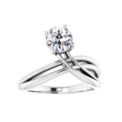 Solitaire Round Real Old Cut Diamond Ring Twisted Split Shank 1 Carat