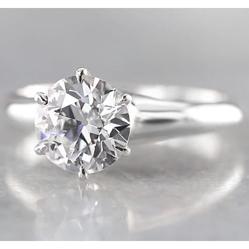 Solitaire Round Ring Natural 1.50 Carats White Gold 14K New