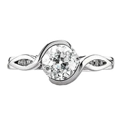 Solitaire Round Ring Old Mine Cut Real Natural Earth Mined Diamond Twisted Style 1.25 Carats