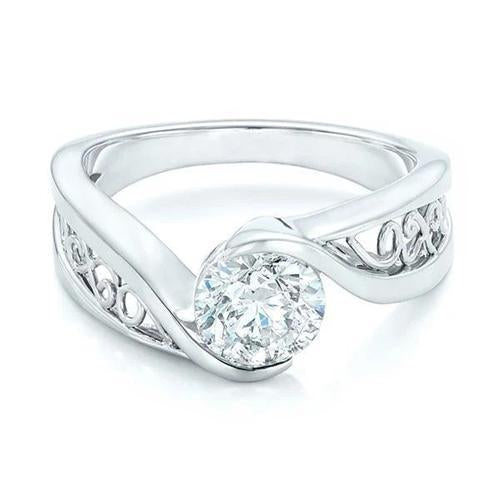 Solitaire Round Shape 2 Carats Natural Diamond Engagement Ring