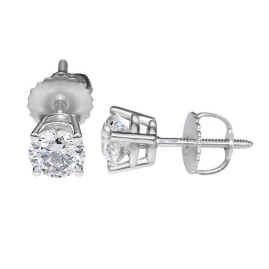 Solitaire Round Shaped Genuine 1.50 Carats Diamond Women Stud Earring Jewelry