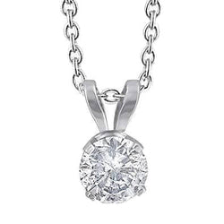 Solitaire Round Shaped Natural Diamond Lady Necklace Pendant 1.50 Carats