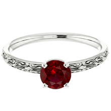 Solitaire Ruby Antique Style Ring 1.50 Carats White Gold 14K