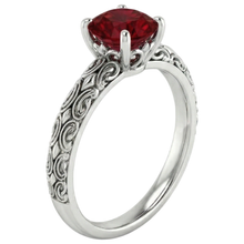 Solitaire Ruby Antique Style Ring 1.50 Carats White Gold 14K
