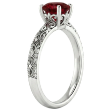 Solitaire Ruby Antique Style Ring 1.50 Carats White Gold 14K