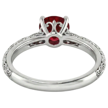Solitaire Ruby Antique Style Ring 1.50 Carats White Gold 14K