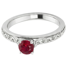 Solitaire Ruby Ring 0.75 Carats Antique Style New