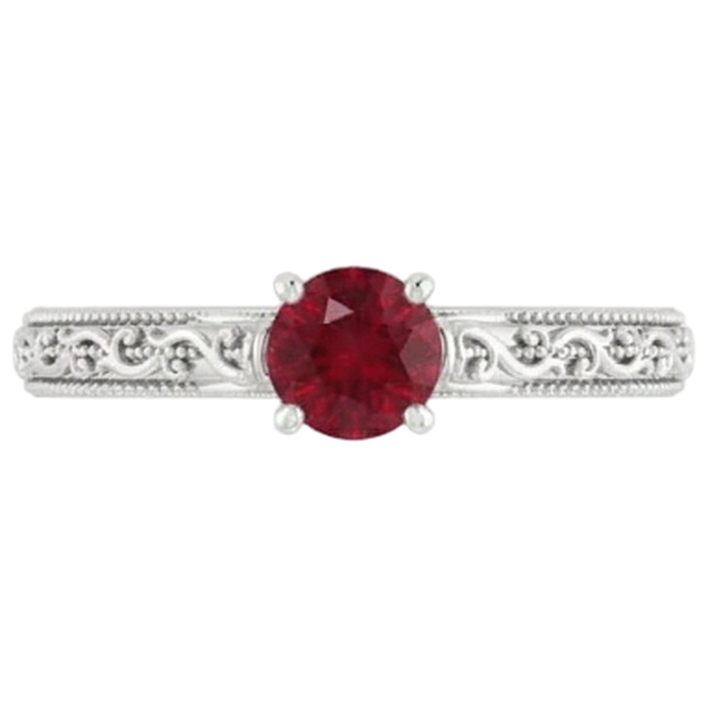 Solitaire Ruby Ring 0.75 Carats Antique Style New