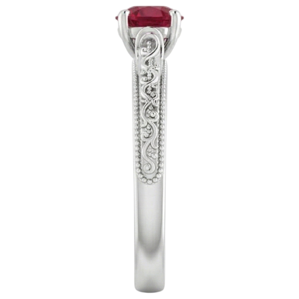 Solitaire Ruby Ring 0.75 Carats Antique Style New