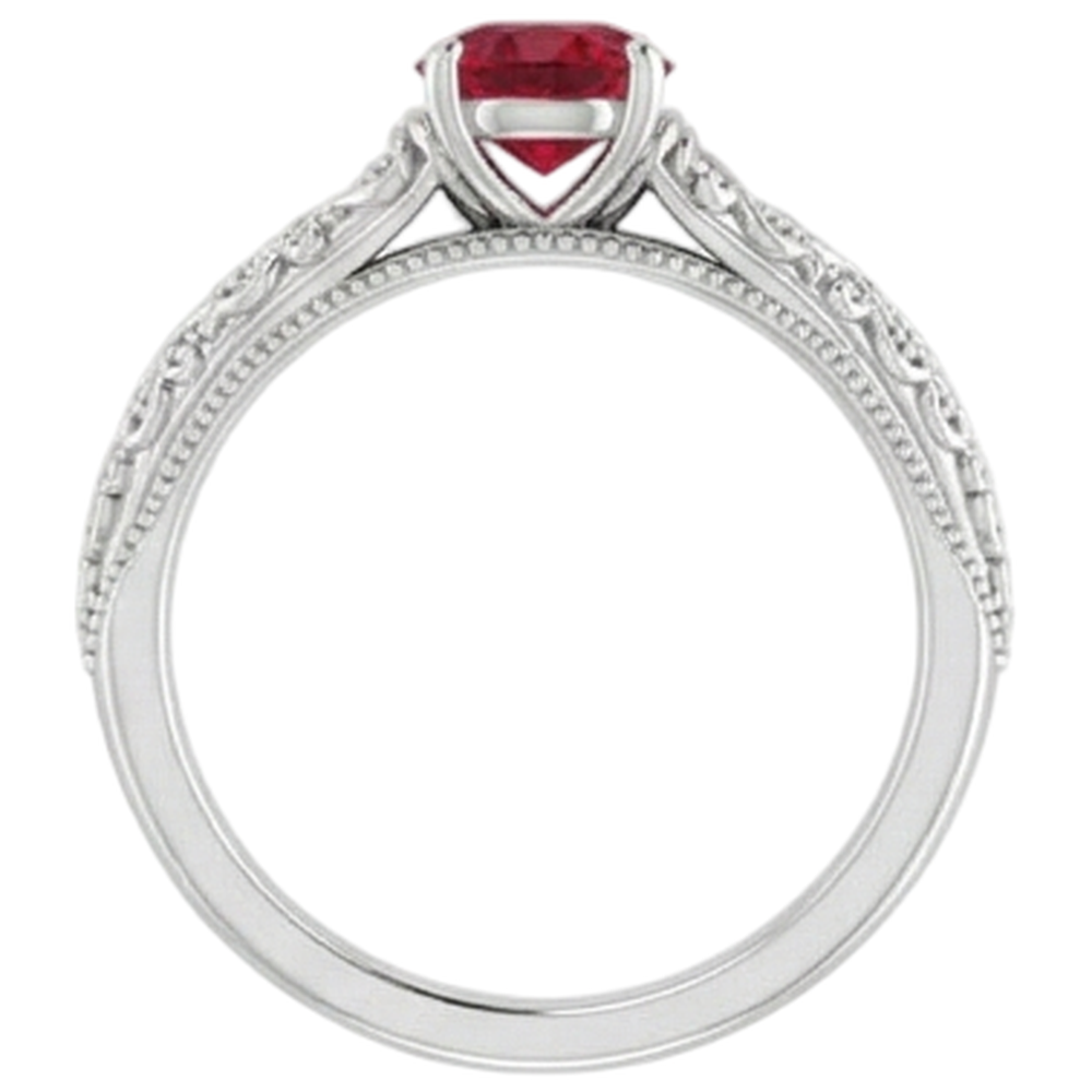 Solitaire Ruby Ring 0.75 Carats Antique Style New