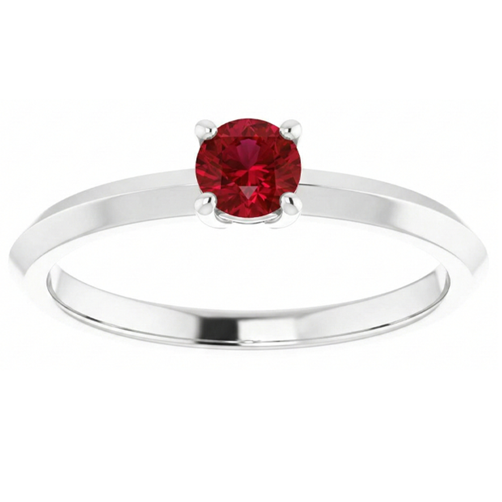 natural round ruby 1.25ct ring close up detail
