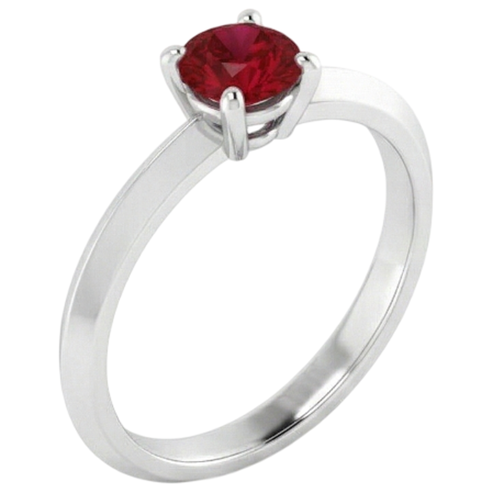 natural round ruby 1.25ct ring top view