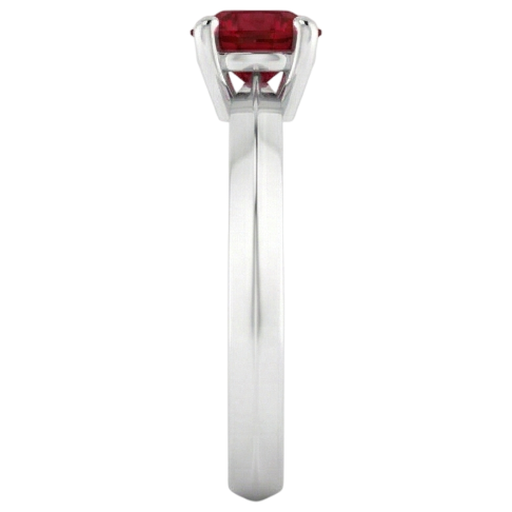 natural round ruby 1.25ct ring profile view