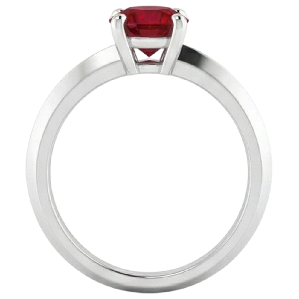 natural round ruby 1.25ct ring on white background