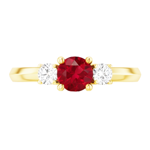 Solitaire Ruby Ring 1.25 Carats Yellow Gold 14K
