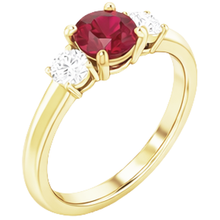 Solitaire Ruby Ring 1.25 Carats Yellow Gold 14K