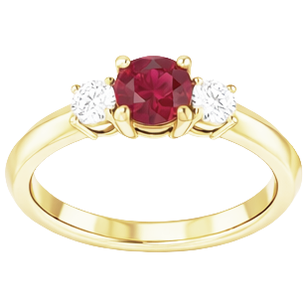 Solitaire Ruby Ring 1.25 Carats Yellow Gold 14K
