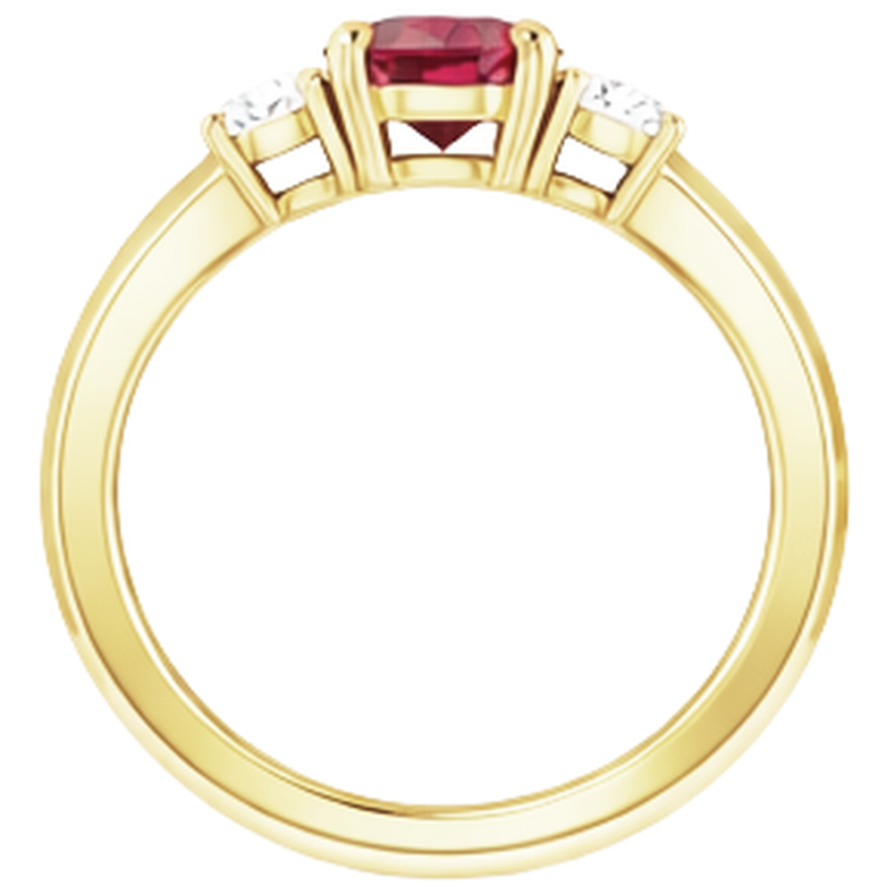 Solitaire Ruby Ring 1.25 Carats Yellow Gold 14K